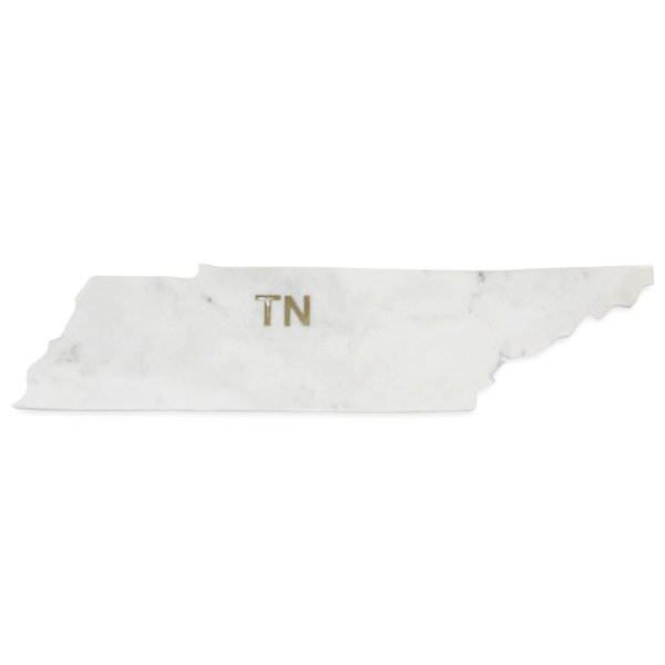 BIDKhome Lg Polished Marble "Tennessee" Cutting Board W/Brass State Abbreviation Wayfair